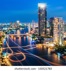 Modern City View Of Bangkok, Thailand. Cityscape.