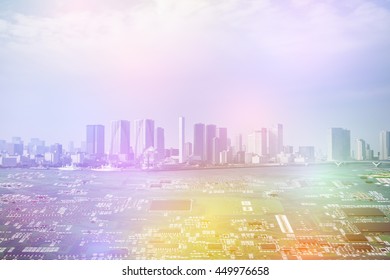 modern cityscape and electric circuit board, abstract image visual - Powered by Shutterstock - Get 15% off with code: PIKWIZARD15