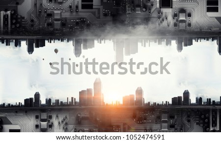 Modern cityscape and technology concept