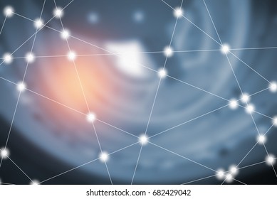 modern cityscape and wireless sensor network, sensor node and connecting line, ICT (information communication technology), internet of things, abstract image visual, white space empty.