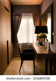 Modern classic walk-in closet interior decoration. Housing concept. Soft shadow, selective focus. - Shutterstock ID 1016849530