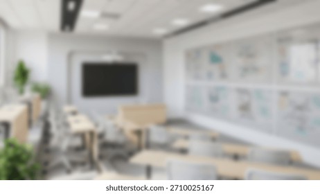 Modern Classroom Lightfilled Learning Space with Whiteboards  Desks.