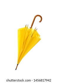 Modern Closed Yellow Umbrella Isolated On White