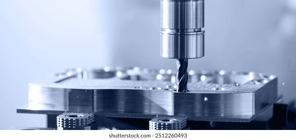 Modern CNC milling machine during operation. Produced cutting metal parts, industry heavy factory. - Powered by Shutterstock