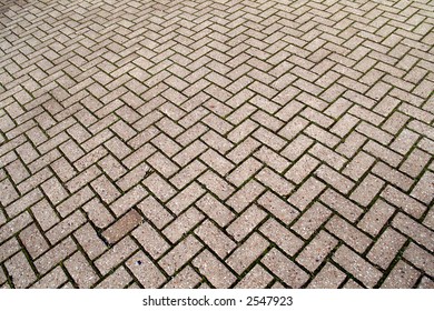 Modern cobblestone paving.