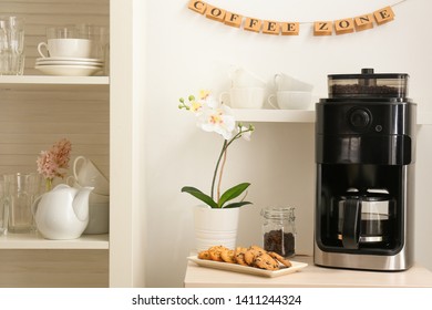 Modern Coffee Machine In Kitchen