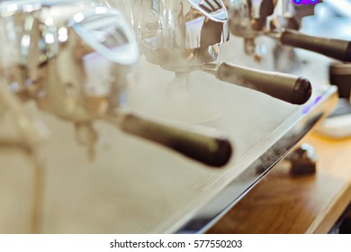Modern espres?o coffee machine in steam. 