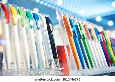 Modern Colored Plastic Ballpoint Pens On Stock Photo 1851851356 ...