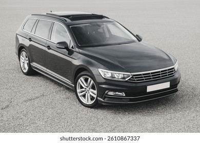 A modern, comfortable, elegant and extremely practical car, with a sports body kit, large wheels and a panoramic sunroof.