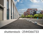 Modern Commercial Building Exterior with Blue Skies