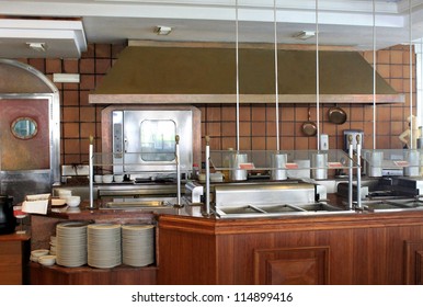 Modern Commercial Kitchen In Hotel, Restaurant Or Business.