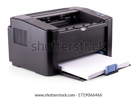 The modern compact laser home printer isolated on white background