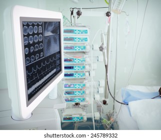 Modern Computer Device In A Hospital Room Next To The Patient