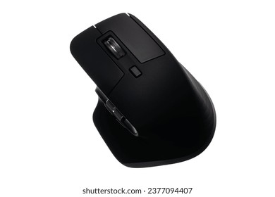Modern computer mouse on a white background. Wired computer mouse close-up isolated on a white background. High quality photo