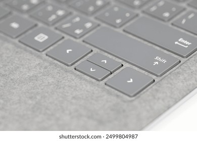 Modern computer notebook keyboard. some part of gray computer keyboard.