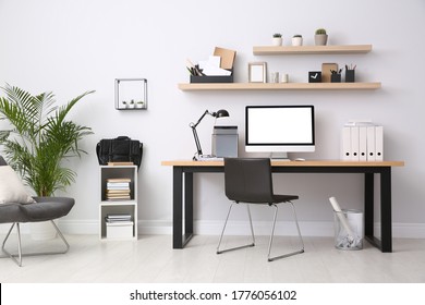 Modern Computer On Table Office Interior Stock Photo (Edit Now) 1690735207