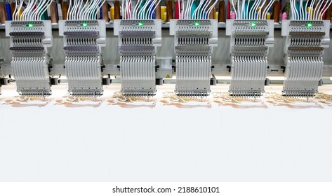 Modern Computer Programmable Embroidery Machine In Garment Industry.