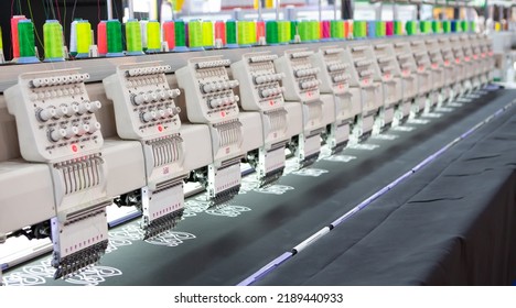 Modern Computer Programmable Embroidery Machine In Garment Industry.