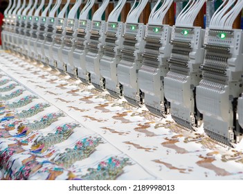 Modern Computer Programmable Embroidery Machine In Garment Industry.