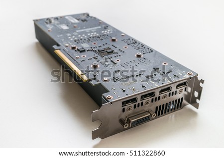 Modern computer videocard on white background.