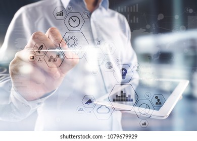 Modern computer virtual screen. Business technology and internet concept. IOT. - Shutterstock ID 1079679929