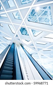 Modern Conceptual High Tech Building With Abstract Roof And Stairs