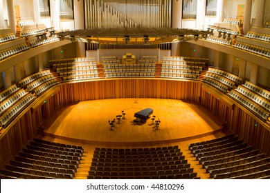 Modern Concert Hall With Piano On The Center Stage