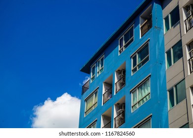 Modern condominium building real etate in city with blue sky, Low rise 6 level building