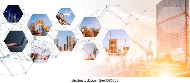 Modern Construction Technology and Development Concept background