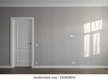 Modern Contemporary Interior. Wall And White Door.