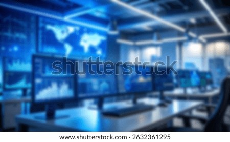 Modern control room features multiple monitors displaying data analysis