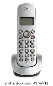 A Modern, Cordless Home Phone, Isolated On A White Background.