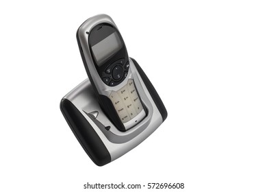 A Modern, Cordless Home Phone, Isolated On A White Background