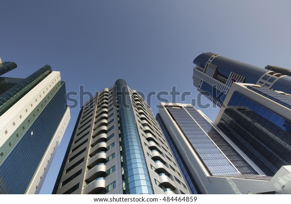 Modern Corporate City Skyscrapers Wide Angle Stock Photo - 