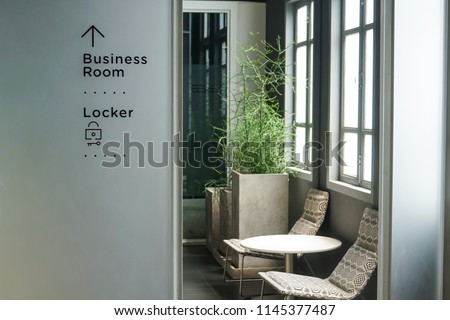 modern cozy business room locker room signage