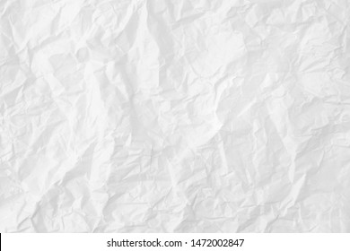 Modern Crumpled White Paper On Empty Sheet Gray Background With Light Shadows For Creative Wallpaper, Card, Art Work Design.