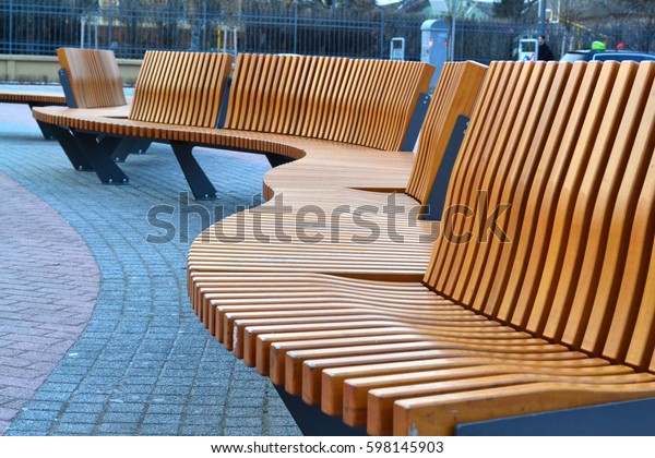 Modern Curved S Shaped Brown Wooden Stock Image Download Now