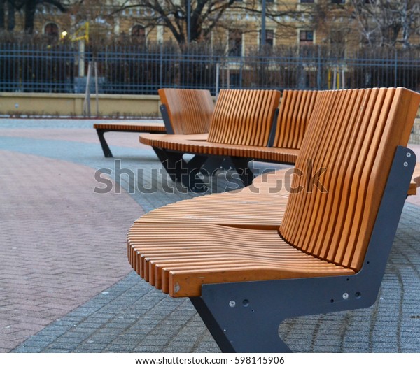 Modern Curved S Shaped Brown Wooden Stock Photo Edit Now 598145906