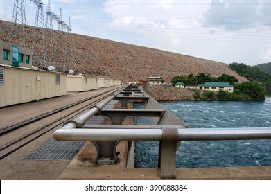 The Modern Dam With A River Background. West Africa. Ghana. Akosombo