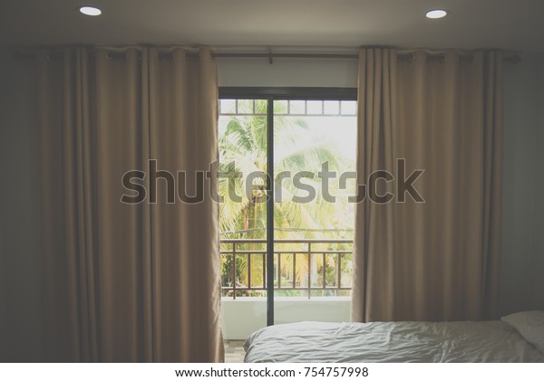 Modern Decorative Curtains Window Curtain Bedroom Stock