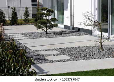 Modern Decorative Garden Grey Terrace Tiles Stock Photo Edit Now 1053799847
