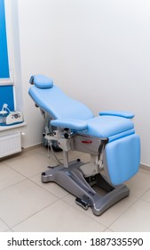 Modern Dentist Chair With Control Panel. Dentist Workplace In Clinic With No People.