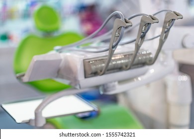 Modern dentistry console in a dentist office. Close-up, selective focus