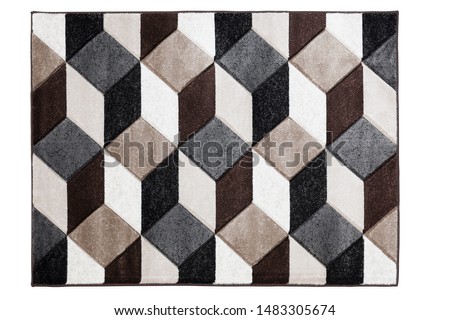 Modern design carpet figured in 3D like cubes pattern. Extracted with clipping path.