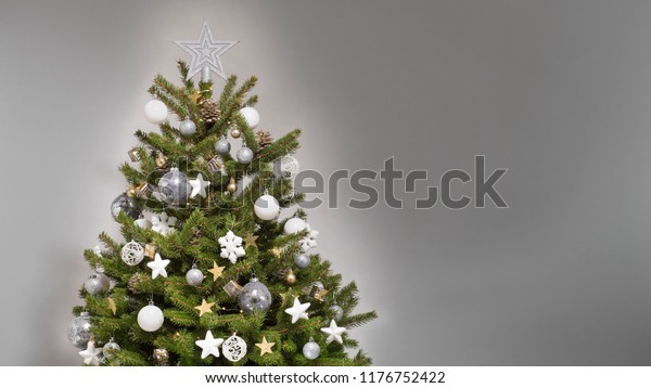 Modern Design Christmas Tree White Silver Stock Photo Edit Now