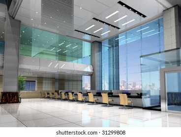 modern design interior of business hall. 3D render
