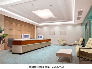modern design interior of hall,corridor. 3D render