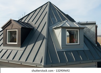 Modern design vertical roof window with black light metal covering