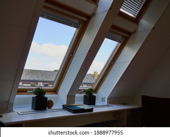 Modern design wooden skylight windows giving plent of light from the outdoors