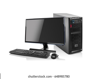 Modern Desktop PC. Desktop Computer Isolated On A White Background. 